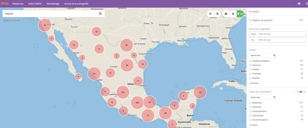 CIMAC's Cartography of Attacks Against Women Journalists in Mexico